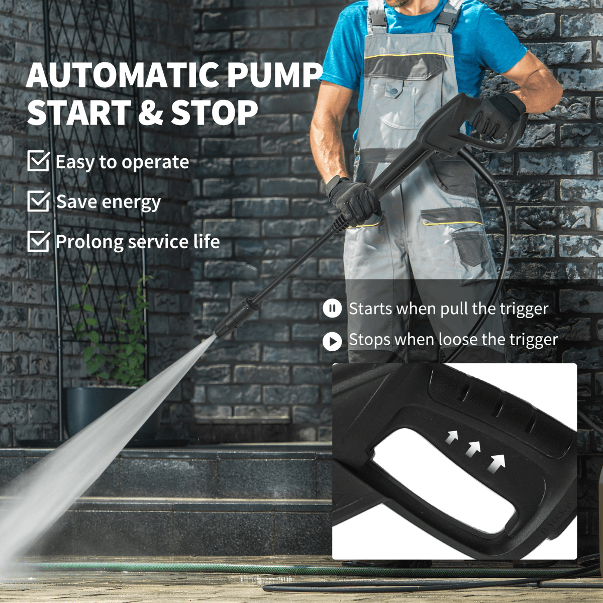 Outsunny 2200W Power Washer 170 Bar Pressure with Adjustable Nozzle - plants - express.com