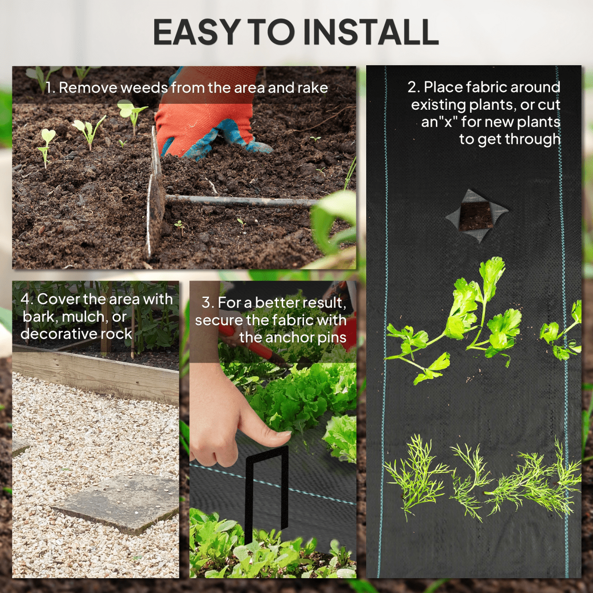 Outsunny 2m x 90m Weed Control Membrane, Heavy Duty Weed Barrier Fabric - plants - express.com