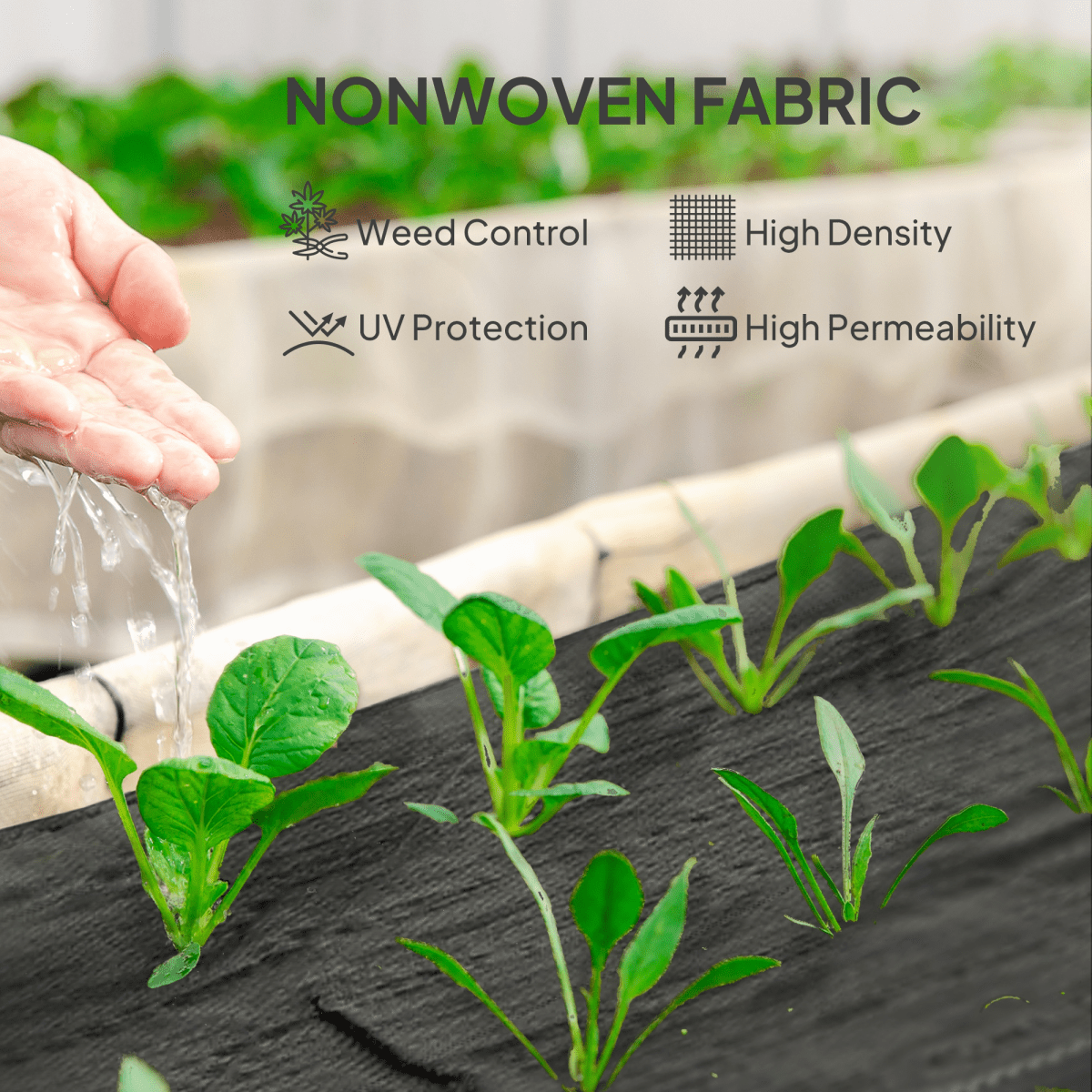 Outsunny 2m x 90m Weed Control Membrane, Heavy Duty Weed Barrier Fabric - plants - express.com