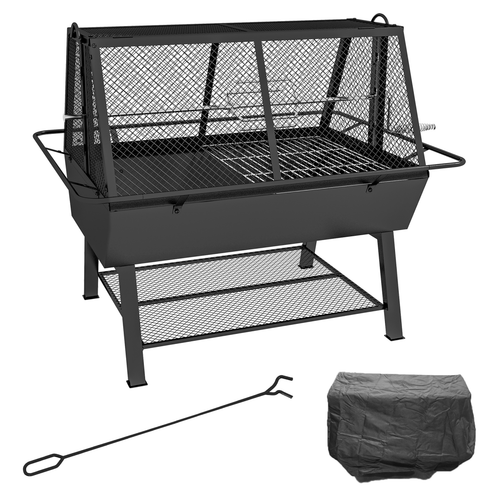 Outsunny 3 - in - 1 Outdoor BBQ Grill, Rotisserie & Fire Pit for Ultimate Cookouts - plants - express.com