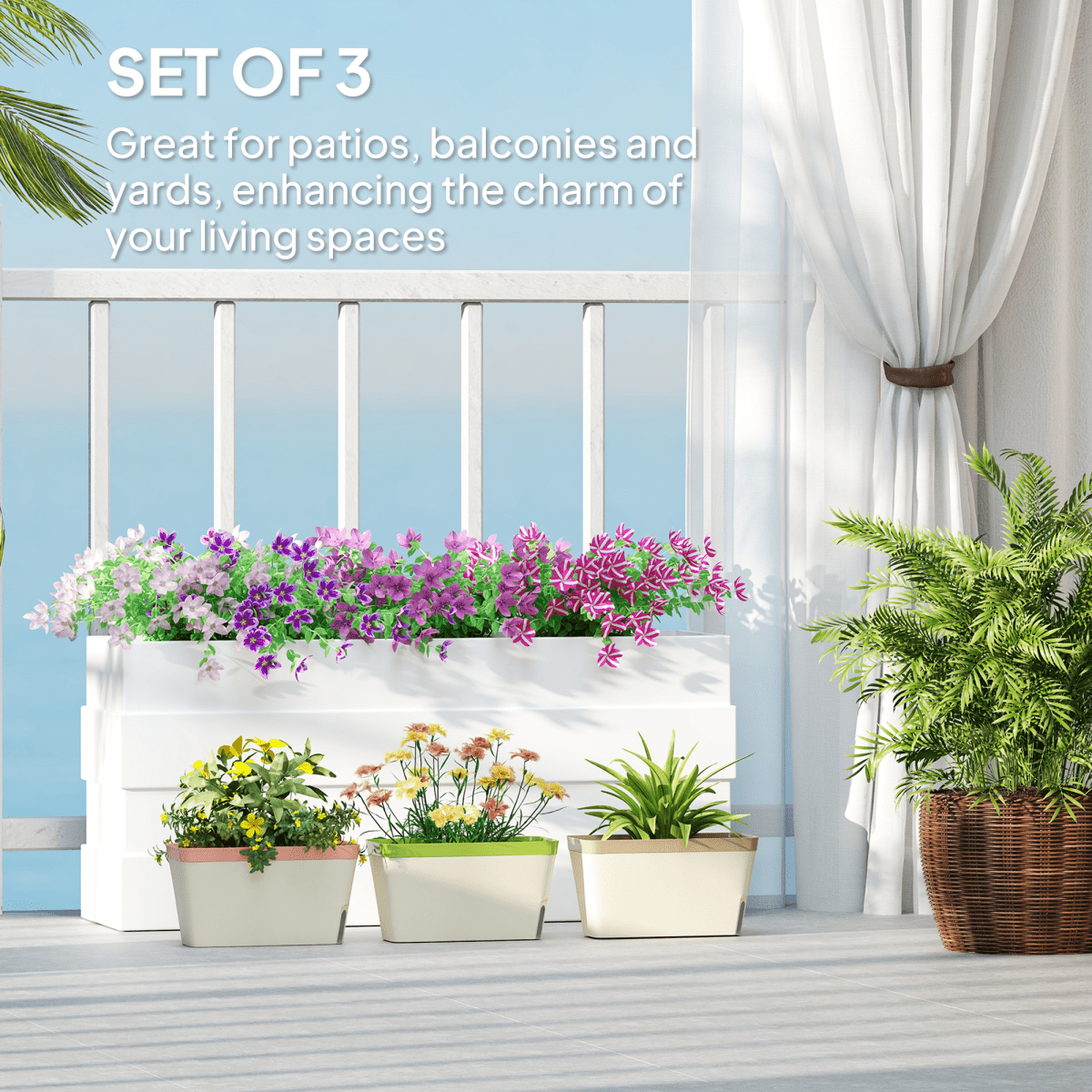 Outsunny 3 Pcs Self Watering Plant Pots w/ Visual Water Level Window - plants - express.com
