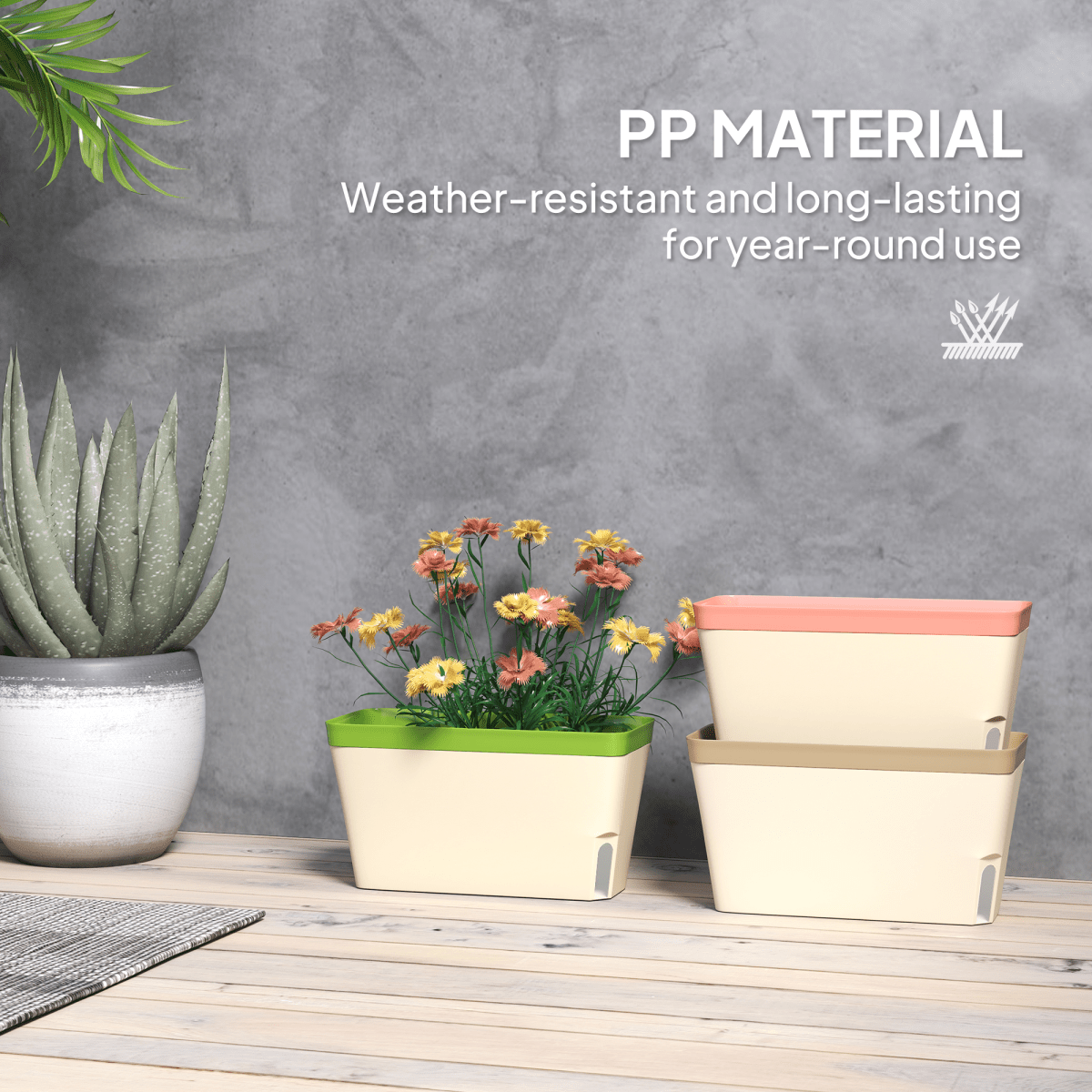 Outsunny 3 Pcs Self Watering Plant Pots w/ Visual Water Level Window - plants - express.com