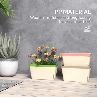 Outsunny 3 Pcs Self Watering Plant Pots w/ Visual Water Level Window - plants - express.com