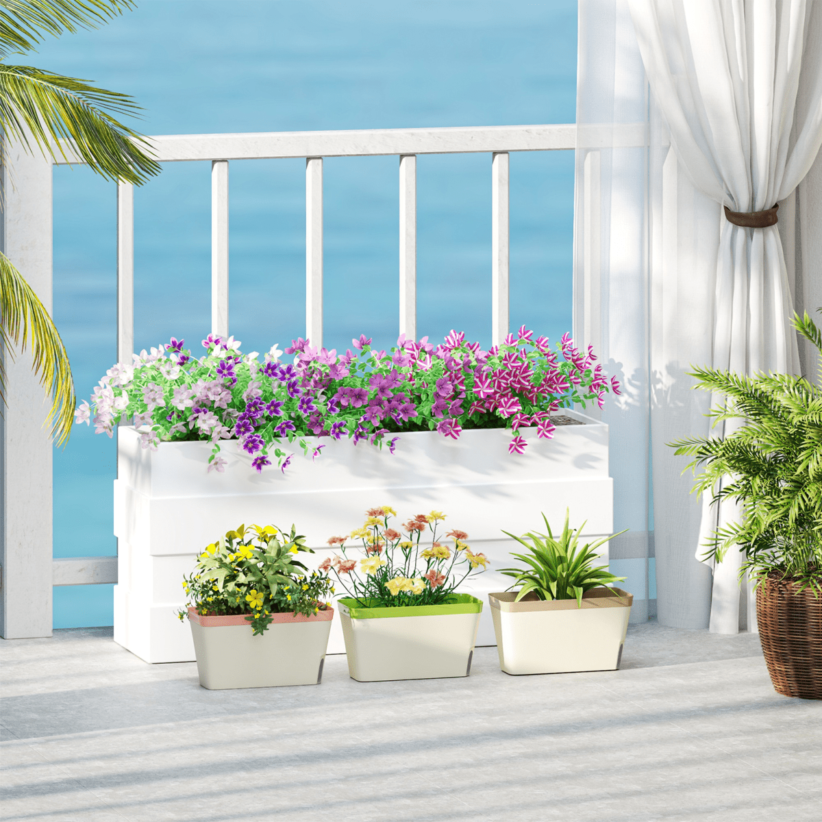 Outsunny 3 Pcs Self Watering Plant Pots w/ Visual Water Level Window - plants - express.com