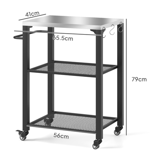 Outsunny 3 - Shelf Stainless Steel Outdoor Grill Cart with Mobile Convenience - plants - express.com