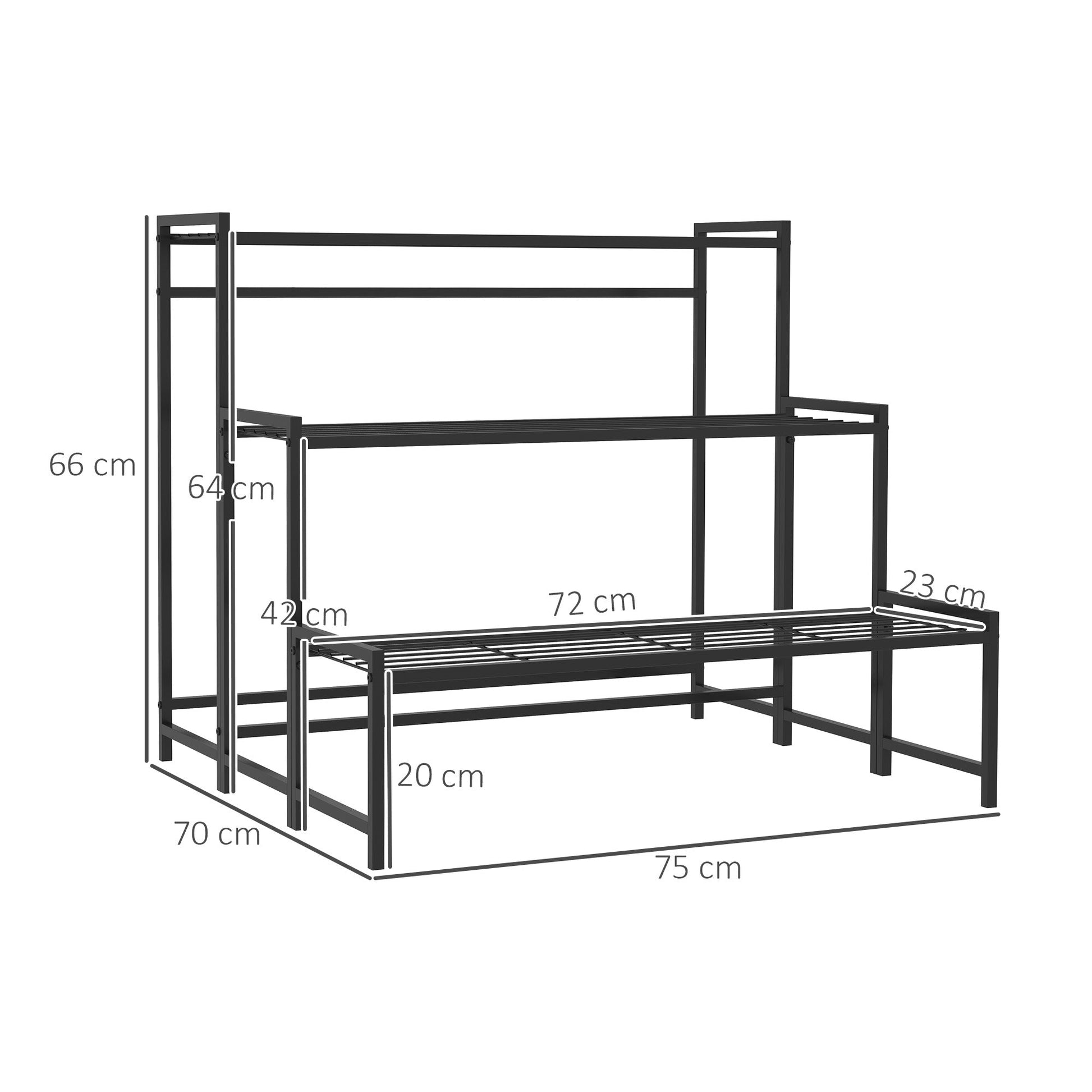 Outsunny 3 - Tier Metal Plant Stand, Modern Ladder Shelf for Garden, Black - plants - express.com