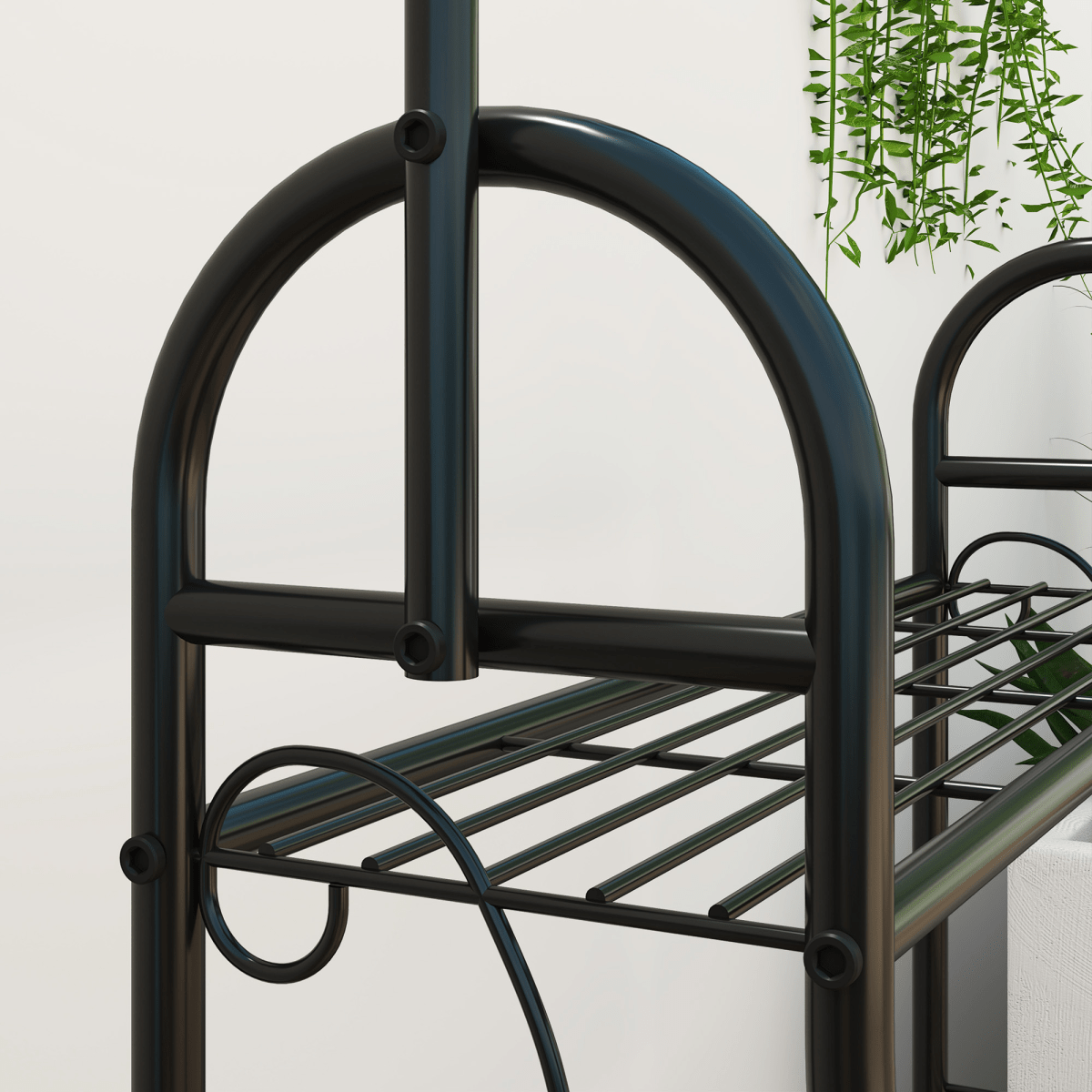 Outsunny 3 Tier Plant Stand w/ Hanging Hooks for Balcony Living Room, Black - plants - express.com