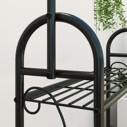 Outsunny 3 Tier Plant Stand w/ Hanging Hooks for Balcony Living Room, Black - plants - express.com