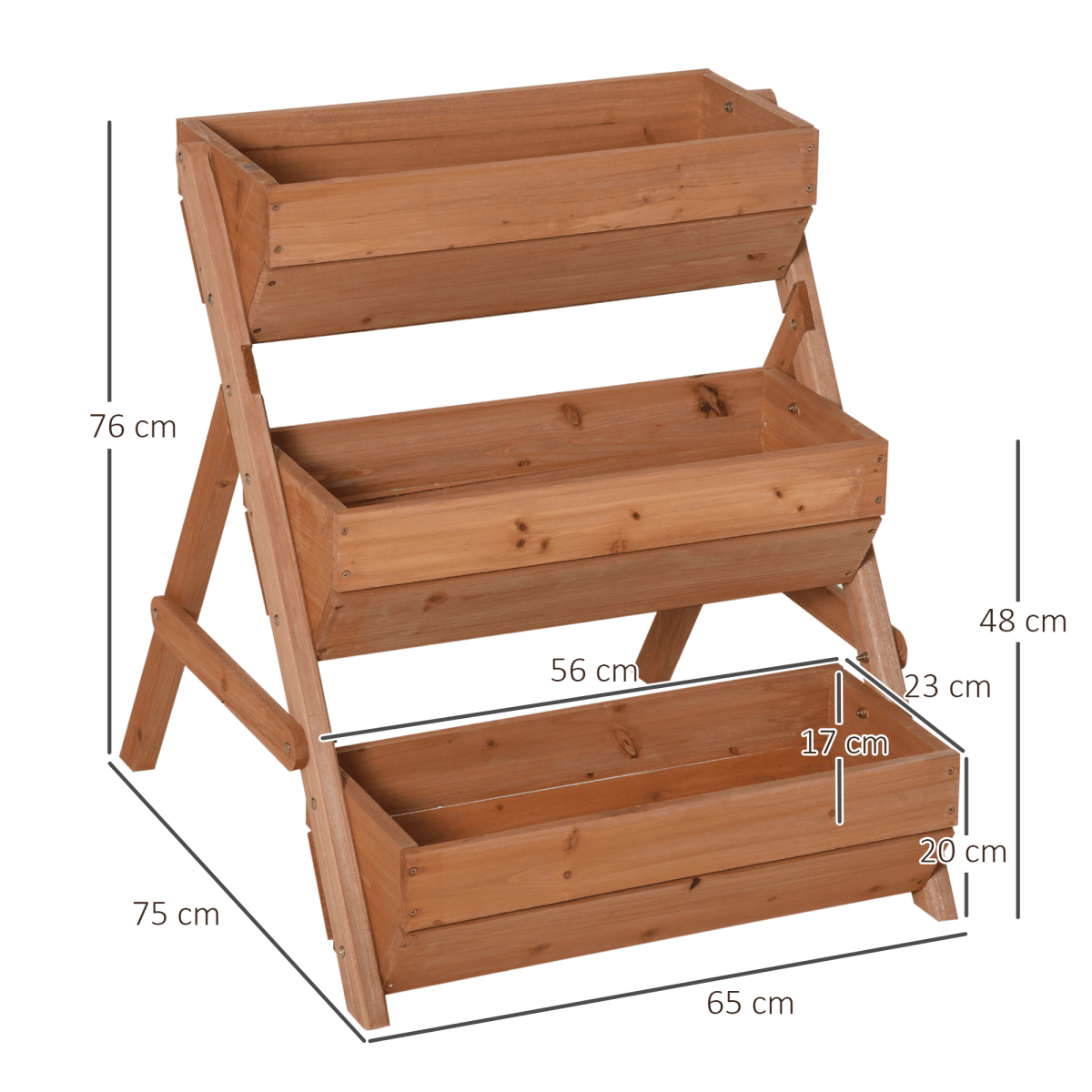 Outsunny 3 Tier Raised Garden Bed Wooden Elevated Planter Box Kit, Brown - plants - express.com
