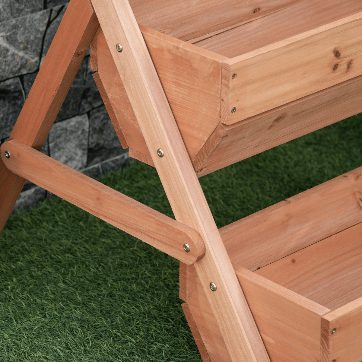 Outsunny 3 Tier Raised Garden Bed Wooden Elevated Planter Box Kit, Brown - plants - express.com