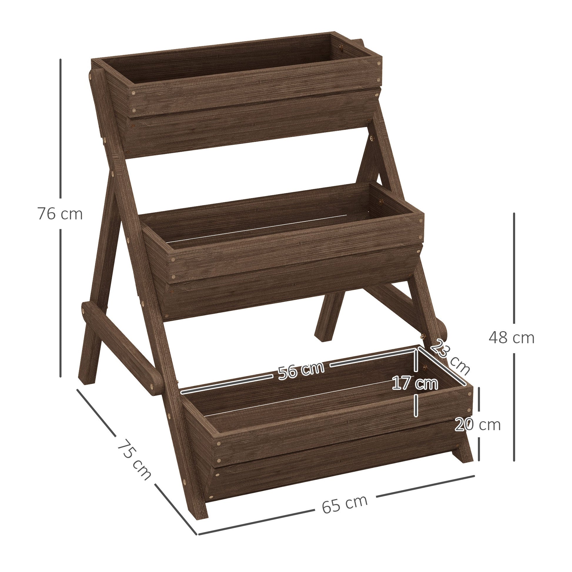 Outsunny 3 Tier Raised Garden Bed Wooden Elevated Planter Box Kit, Tan - plants - express.com