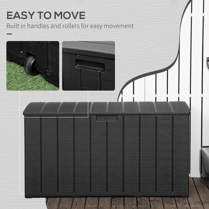 Outsunny 336 Litre Rolling Outdoor Garden Storage Box, Plastic Container, Black - plants - express.com