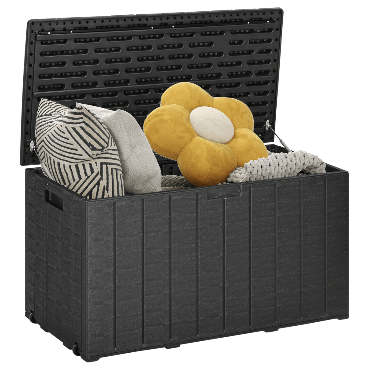 Outsunny 336 Litre Rolling Outdoor Garden Storage Box, Plastic Container, Black - plants - express.com