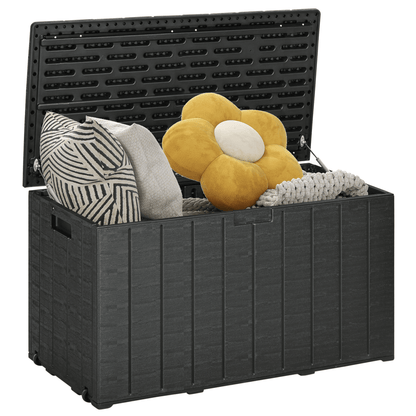 Outsunny 336 Litre Rolling Outdoor Garden Storage Box, Plastic Container, Black - plants - express.com