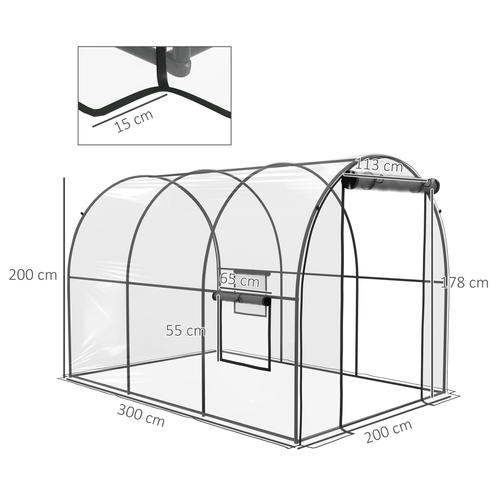 Outsunny 3x2m Polytunnel Greenhouse - Year - Round Growth with Steel Frame & Ventilation - plants - express.com