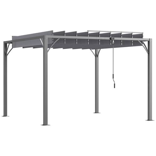 Outsunny 3x3m Outdoor Metal Pergola with Adjustable Retractable Roof - Grey - plants - express.com