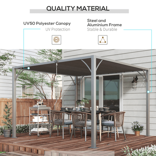 Outsunny 3x3m Outdoor Metal Pergola with Adjustable Retractable Roof - Grey - plants - express.com