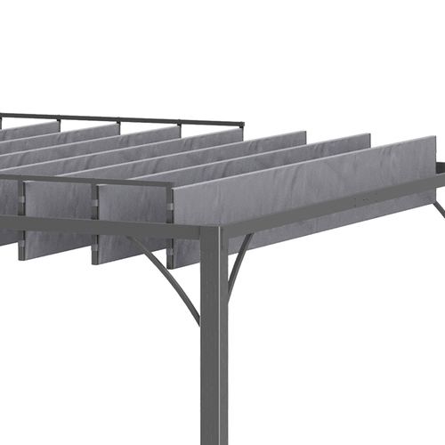Outsunny 3x3m Outdoor Metal Pergola with Adjustable Retractable Roof - Grey - plants - express.com