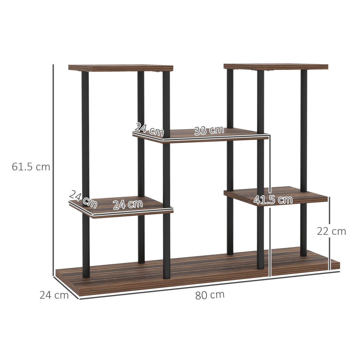 Outsunny 4 Tiered Metal Flower Shelf Display Rack, Carbonised Finish - plants - express.com
