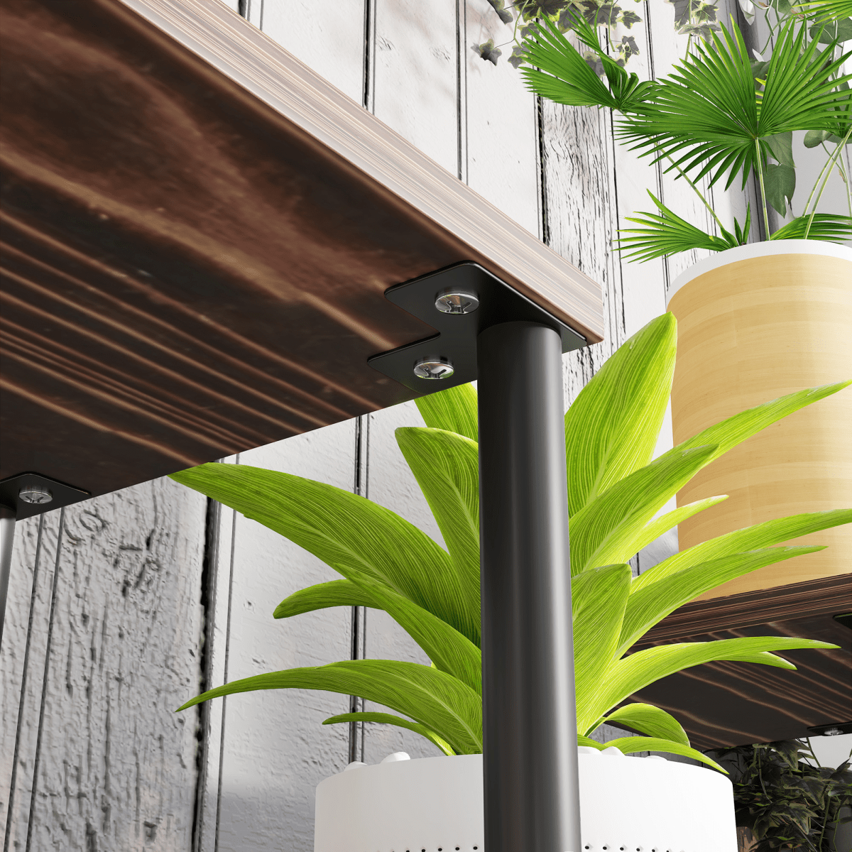Outsunny 4 Tiered Metal Flower Shelf Display Rack, Carbonised Finish - plants - express.com