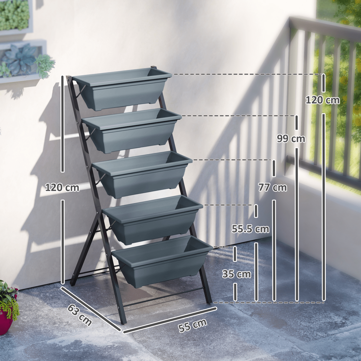 Outsunny 5 - Tier Raised Garden Bed, Ladder Planter with Removable Boxes - plants - express.com