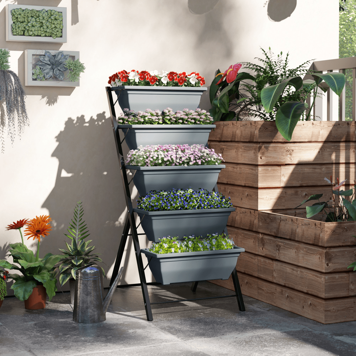 Outsunny 5 - Tier Raised Garden Bed, Ladder Planter with Removable Boxes - plants - express.com