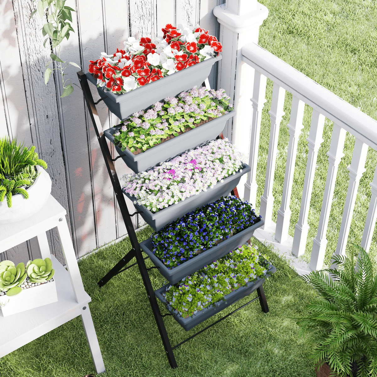 Outsunny 5 - Tier Raised Garden Bed, Ladder Planter with Removable Boxes - plants - express.com