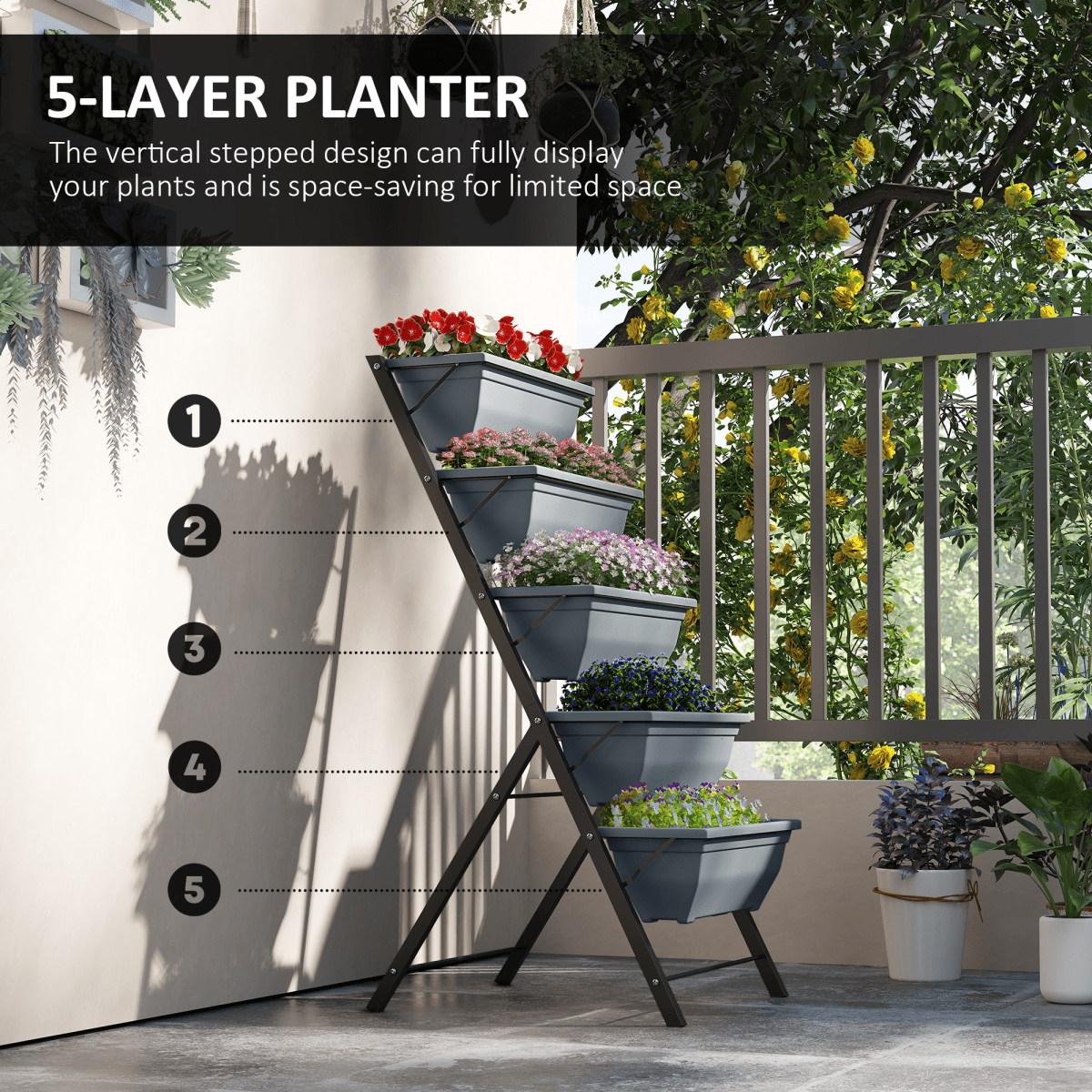 Outsunny 5 - Tier Raised Garden Bed, Ladder Planter with Removable Boxes - plants - express.com