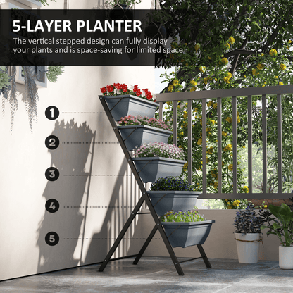 Outsunny 5 - Tier Raised Garden Bed, Ladder Planter with Removable Boxes - plants - express.com