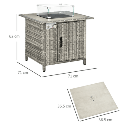 Outsunny 50,000 BTU Gas Fire Pit Table with Windscreen & Stylish Rain Cover - plants - express.com