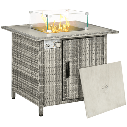 Outsunny 50,000 BTU Gas Fire Pit Table with Windscreen & Stylish Rain Cover - plants - express.com