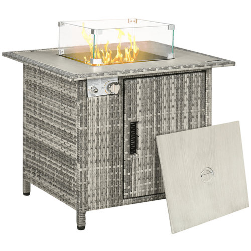 Outsunny 50,000 BTU Gas Fire Pit Table with Windscreen & Stylish Rain Cover - plants - express.com