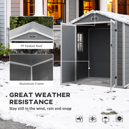 Outsunny 6'x4.5' Lockable Garden Shed - Waterproof Plastic Tool Storage! - plants - express.com
