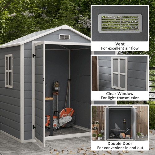 Outsunny 6'x4.5' Lockable Garden Shed - Waterproof Plastic Tool Storage! - plants - express.com