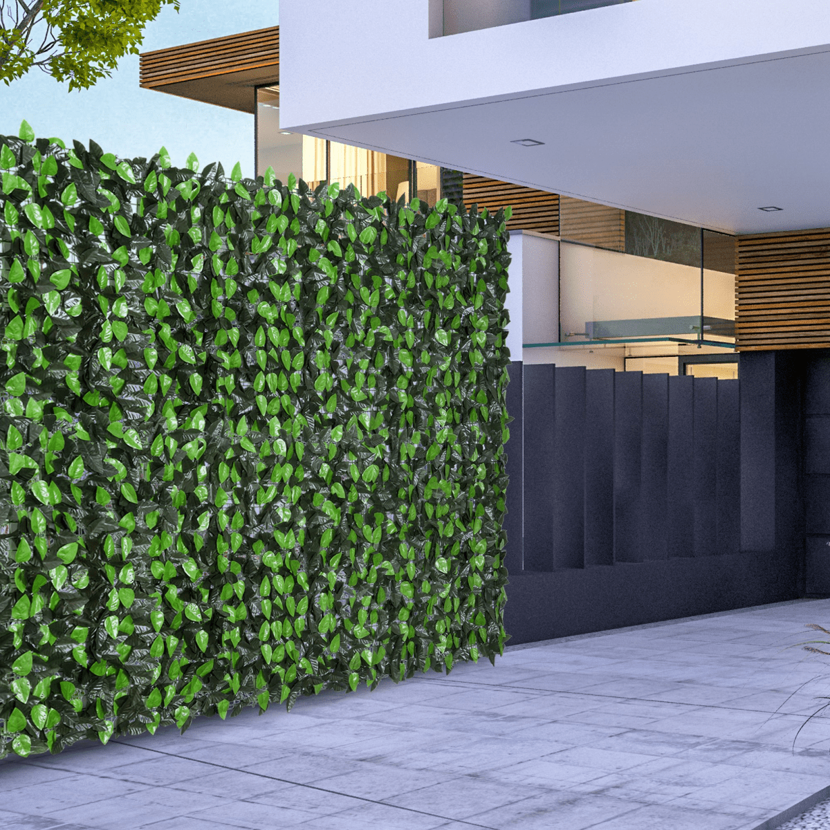 Outsunny Artificial Leaf Hedge Screen Privacy Fence Panel for Garden 3Mx1M - plants - express.com