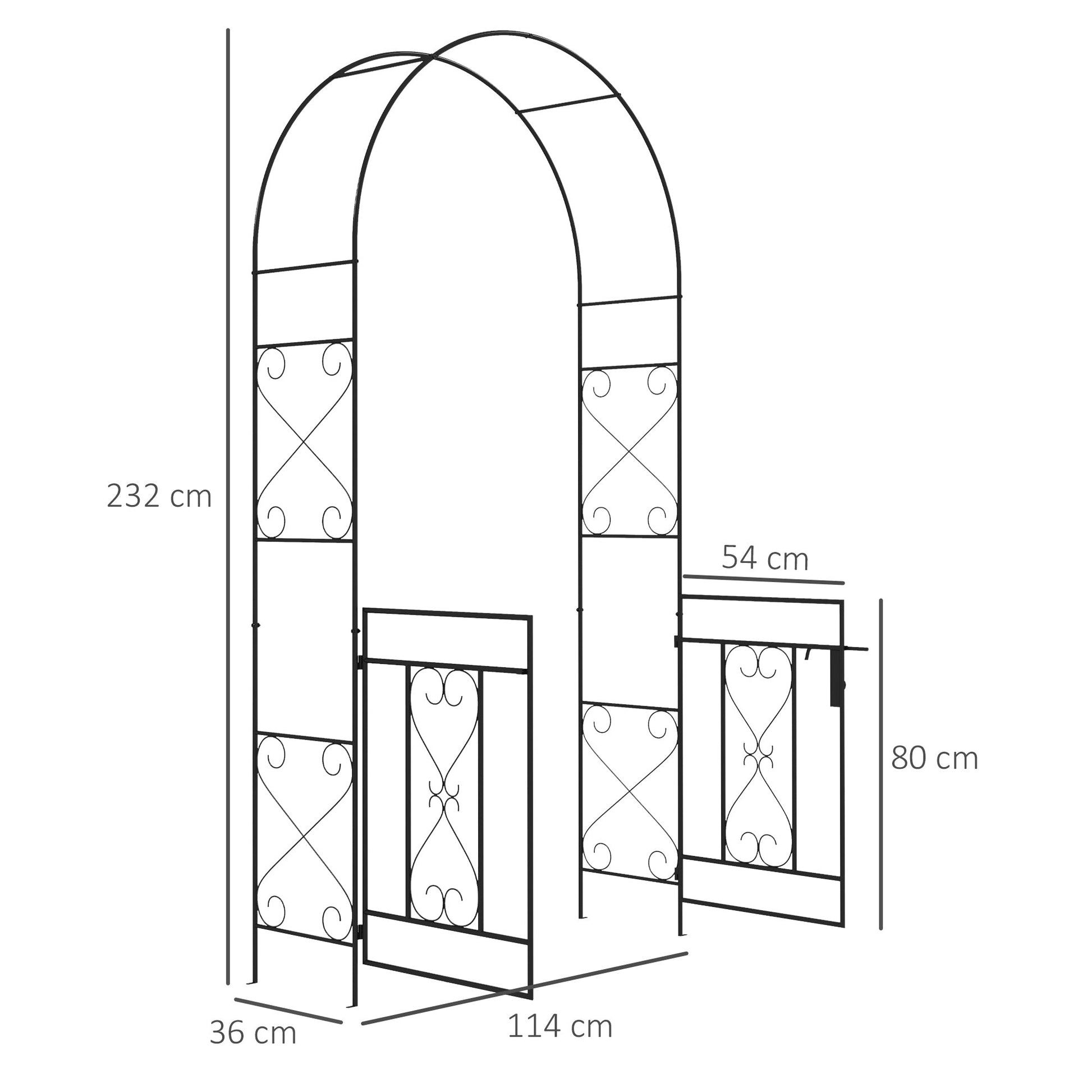 Outsunny Decorative Metal Garden Arch with Double Gate for Climbing Plants - plants - express.com
