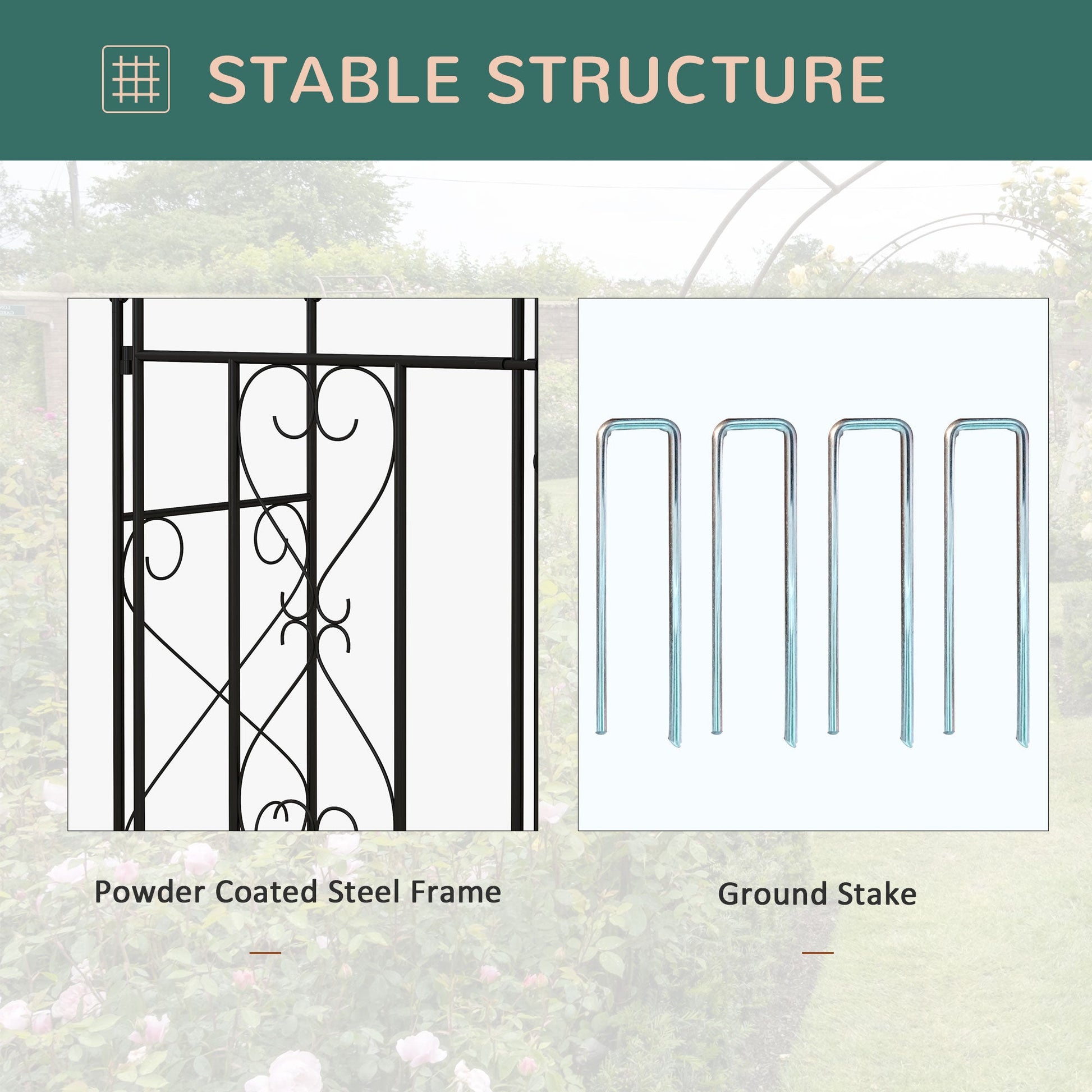 Outsunny Decorative Metal Garden Arch with Double Gate for Climbing Plants - plants - express.com