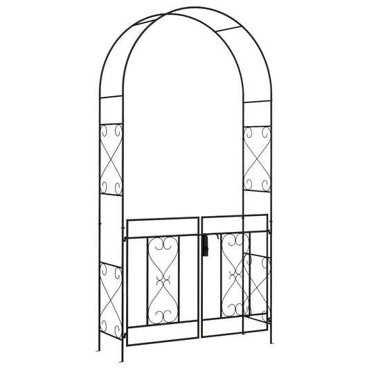 Outsunny Decorative Metal Garden Arch with Double Gate for Climbing Plants - plants - express.com
