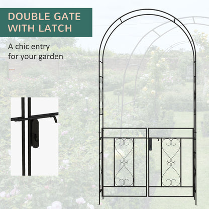 Outsunny Decorative Metal Garden Arch with Double Gate for Climbing Plants - plants - express.com