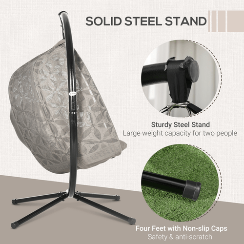 Outsunny Double Hanging Swing Chair with Stand & Cup Holders - Cozy Relaxation! - plants - express.com