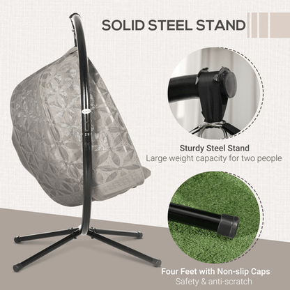 Outsunny Double Hanging Swing Chair with Stand & Cup Holders - Cozy Relaxation! - plants - express.com