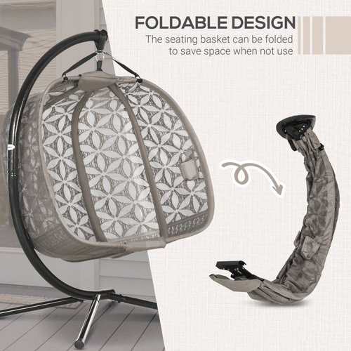 Outsunny Double Hanging Swing Chair with Stand & Cup Holders - Cozy Relaxation! - plants - express.com
