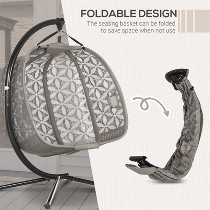 Outsunny Double Hanging Swing Chair with Stand & Cup Holders - Cozy Relaxation! - plants - express.com