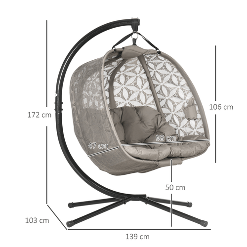 Outsunny Double Hanging Swing Chair with Stand & Cup Holders - Cozy Relaxation! - plants - express.com