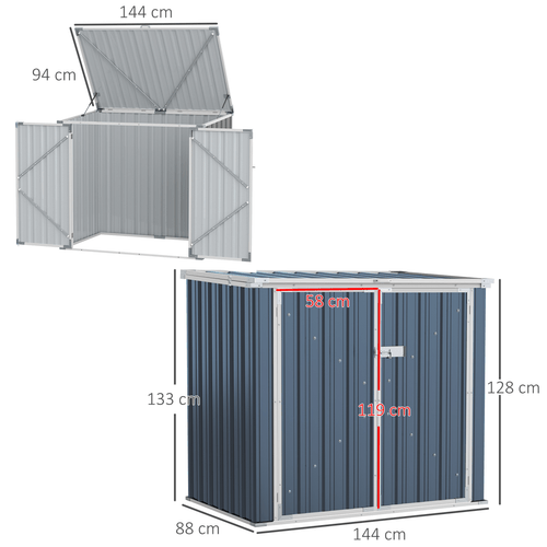 Outsunny Double - Lock Steel Rubbish Bin Storage Shed – Durable & Weatherproof - plants - express.com