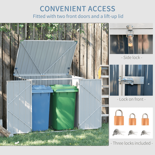 Outsunny Double - Lock Steel Rubbish Bin Storage Shed – Durable & Weatherproof - plants - express.com
