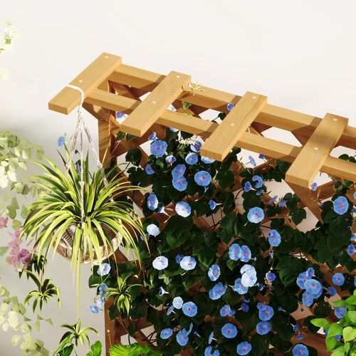Outsunny Dual - Function Wooden Planter with Trellis & Drainage for Vibrant Gardens - plants - express.com
