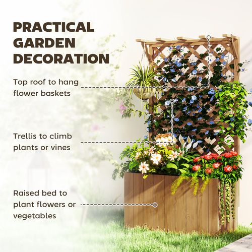 Outsunny Dual - Function Wooden Planter with Trellis & Drainage for Vibrant Gardens - plants - express.com