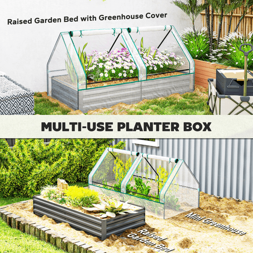 Outsunny Dual Raised Garden Bed & Greenhouse - Elevate Your Planting Experience! - plants - express.com