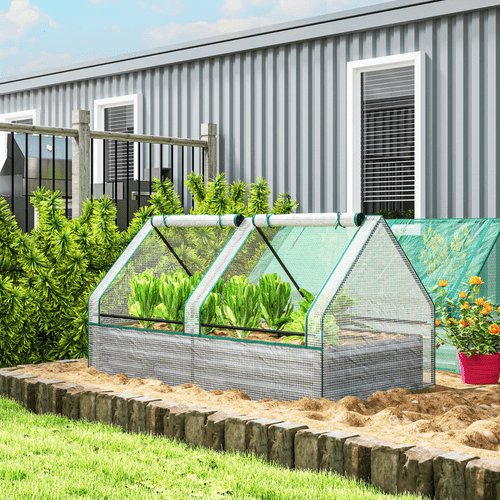 Outsunny Dual Raised Garden Bed & Greenhouse - Elevate Your Planting Experience! - plants - express.com